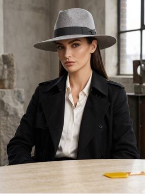 Patina The Lark Wool Fedora Western‎ Hat Handcrafted Wide Brim Gray NWT Size S